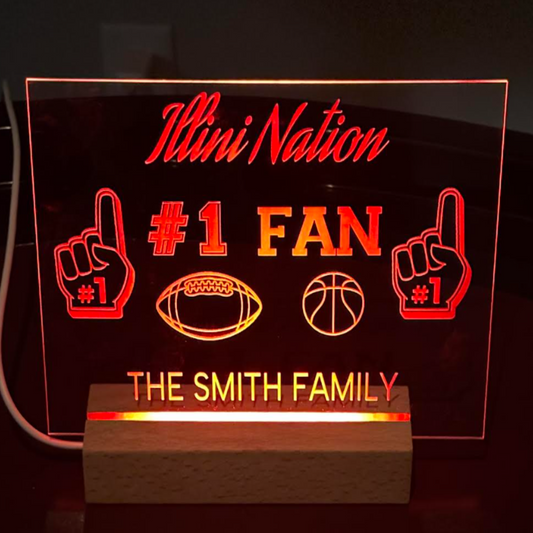 Illini Nation #1 Fan Personalized Laser Engraved Sign