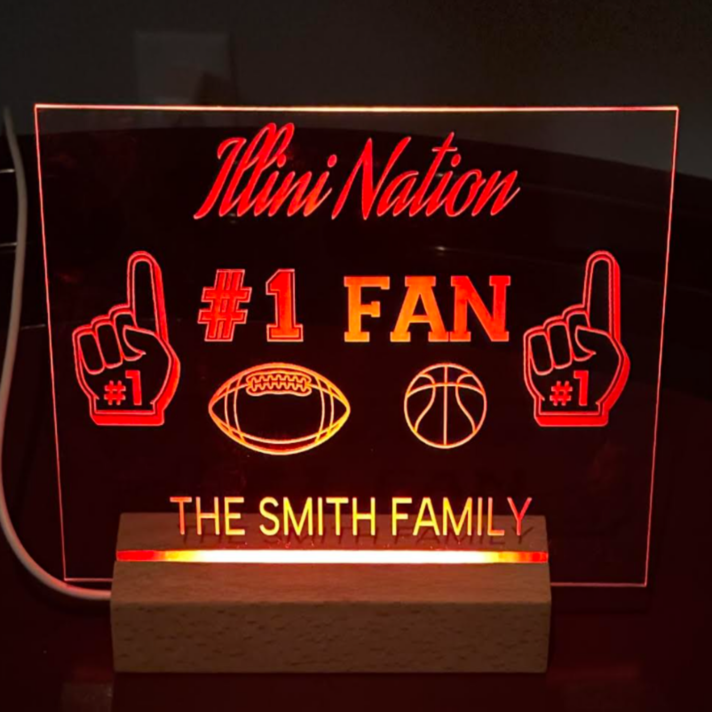 Illini Nation #1 Fan Personalized Laser Engraved Sign
